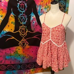 Women's/Junior Xhilaration Red/Pink Boho Swing Tank Top - MEDIUM